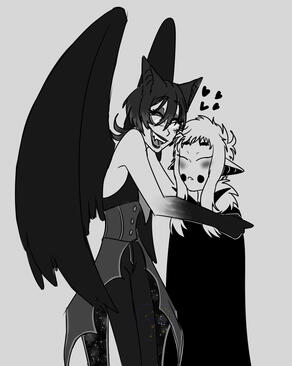 halfbody colored (b&w) sketch