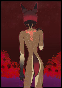 half body flat colors + bg